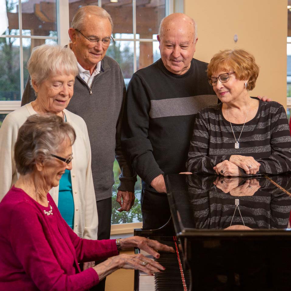 Woodbridge seniors playing piano
